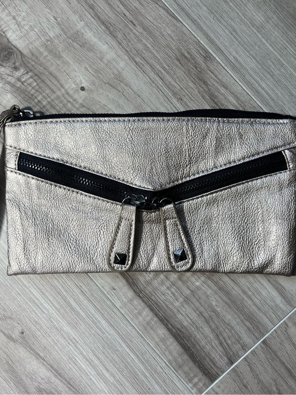Material Girl Metallic Gold Envelope Clutch Wristlet